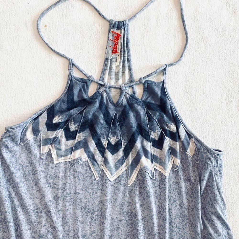 Free People top Women's Small blue spaghetti straps boho festival weekend casual - Picture 3 of 13